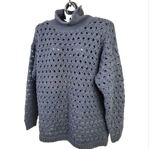 Neiman Marcus Oversized‎ Mock Turtleneck Crochet Sweater/Tunic